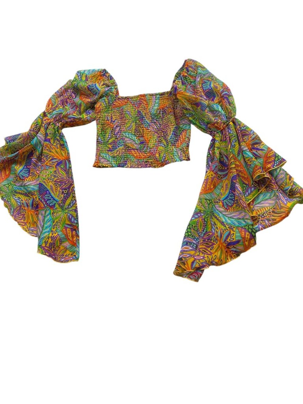 Live 4 Truth Multicolor Long Bell Sleeve Top Ren Festival Artsy Boho L 350i - Picture 6 of 10